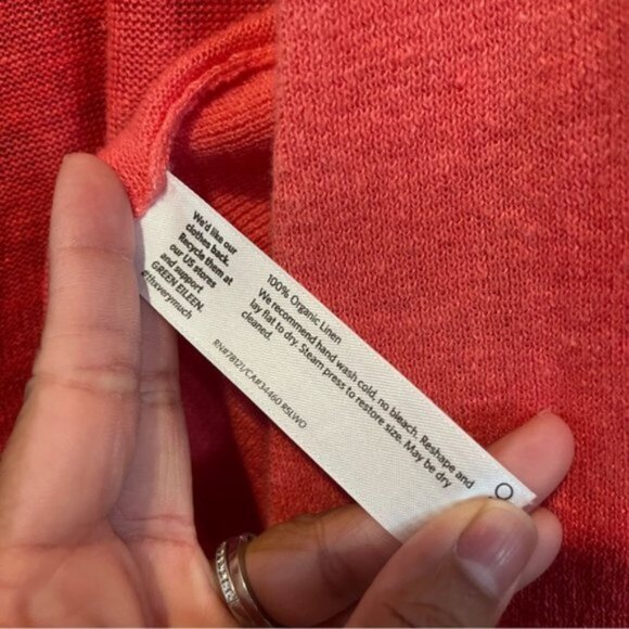 Eileen Fisher Woman 100% Organic Linen Open Front Cardigan Coral Orange 1X - Picture 2 of 4